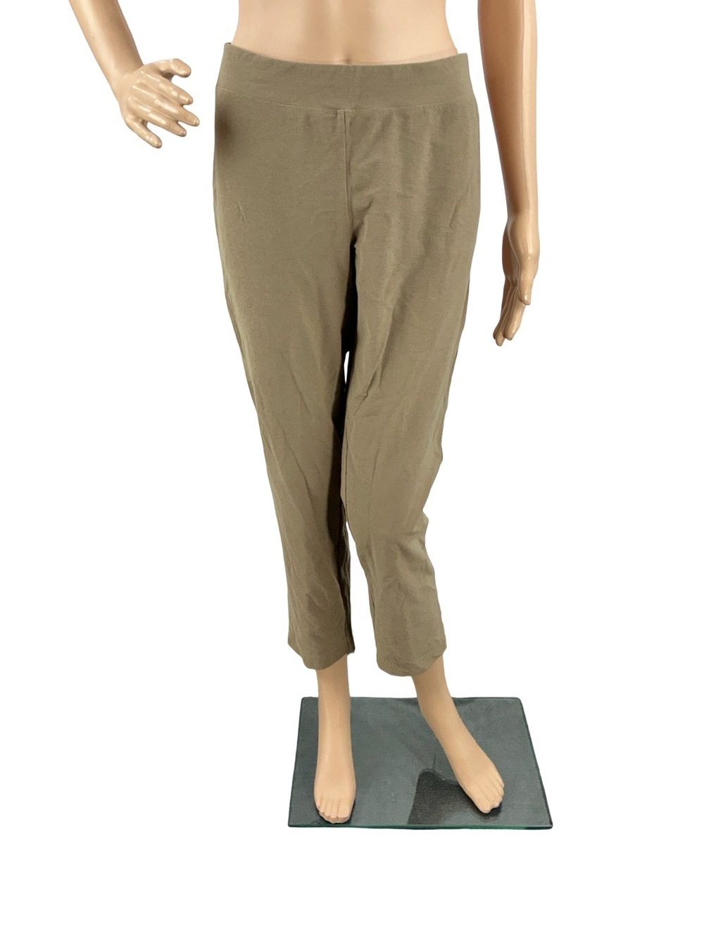 Eileen Fisher Pull On Cropped Ankle Pants Taupe Minimalist Size M